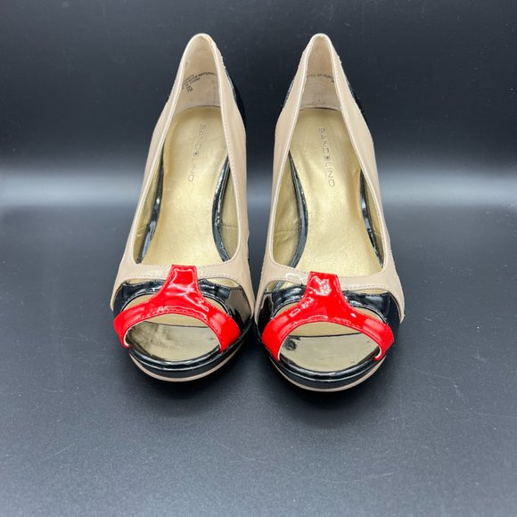 Bandolino Tricolored patent leather pumps  Beige, Black and a touch of Red - Picture 2 of 9